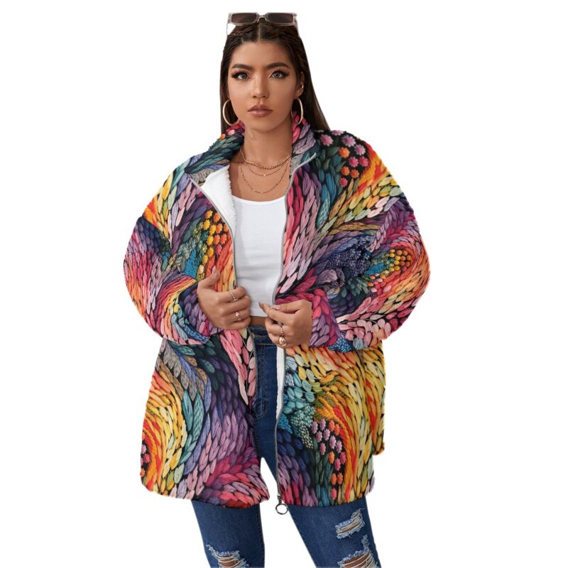 Women’s Zip Up Coat Rainbow of Dried Flowers